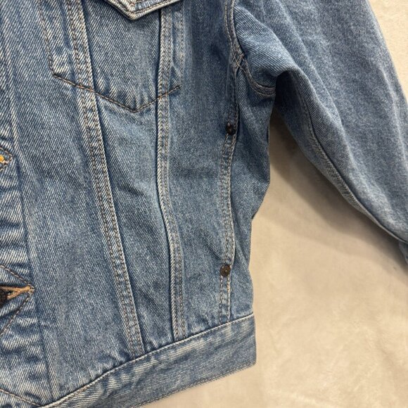 Vintage Big John Made InJapan Denim Jean Jacket S Western Motorcycle Bleached - Picture 5 of 10